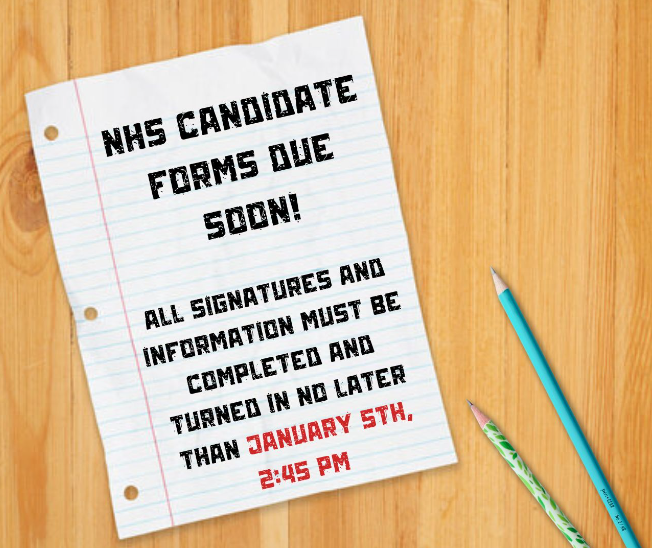 NHS Candidate Forms Due Soon!